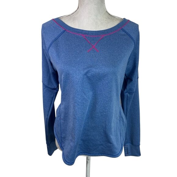 The North Face Women's M Pullover Activewear Hiking Top Mixed Fabric Blue EUC - Picture 1 of 15